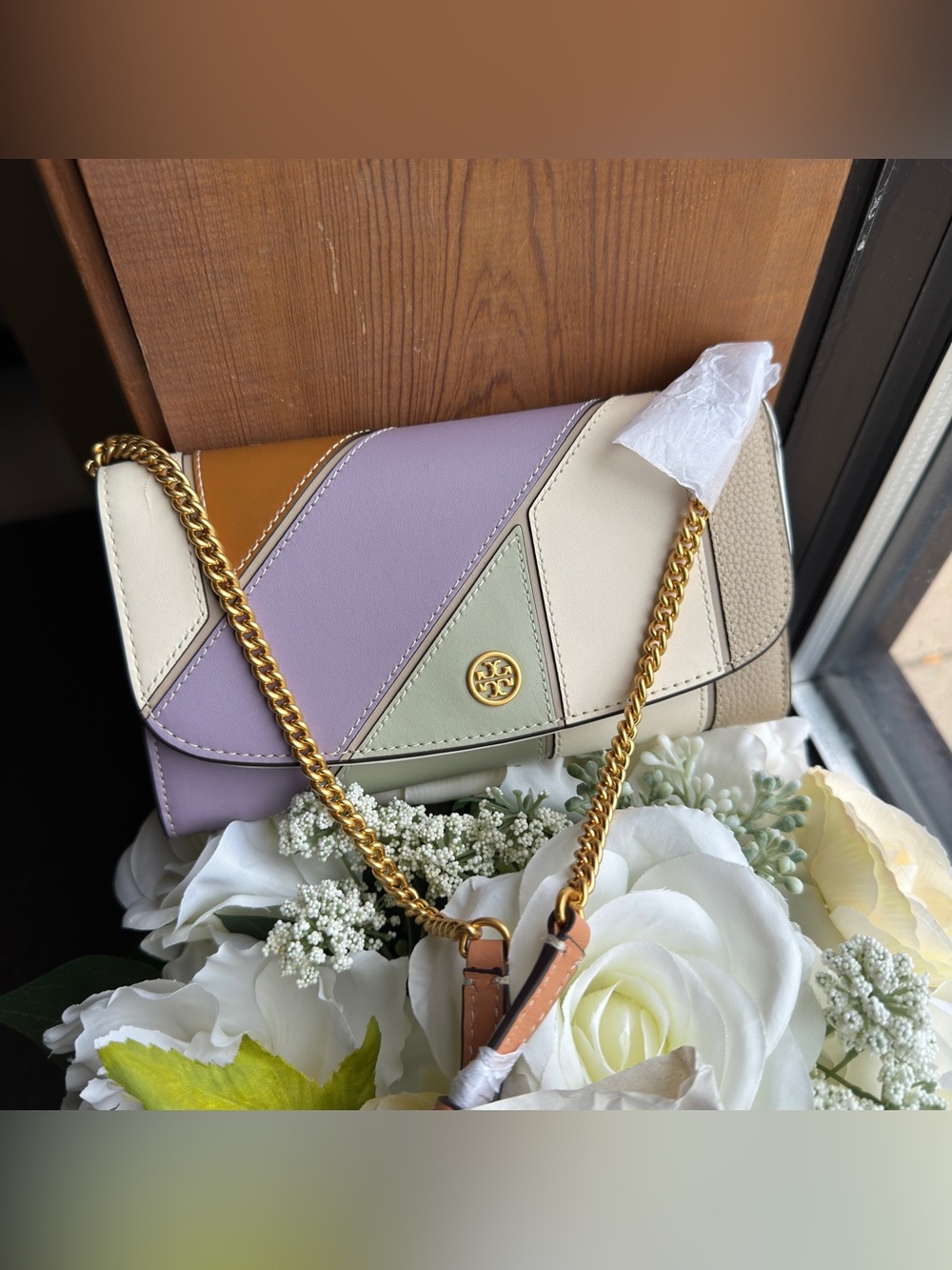 Tory Burch Robinson patchwork chain wallet